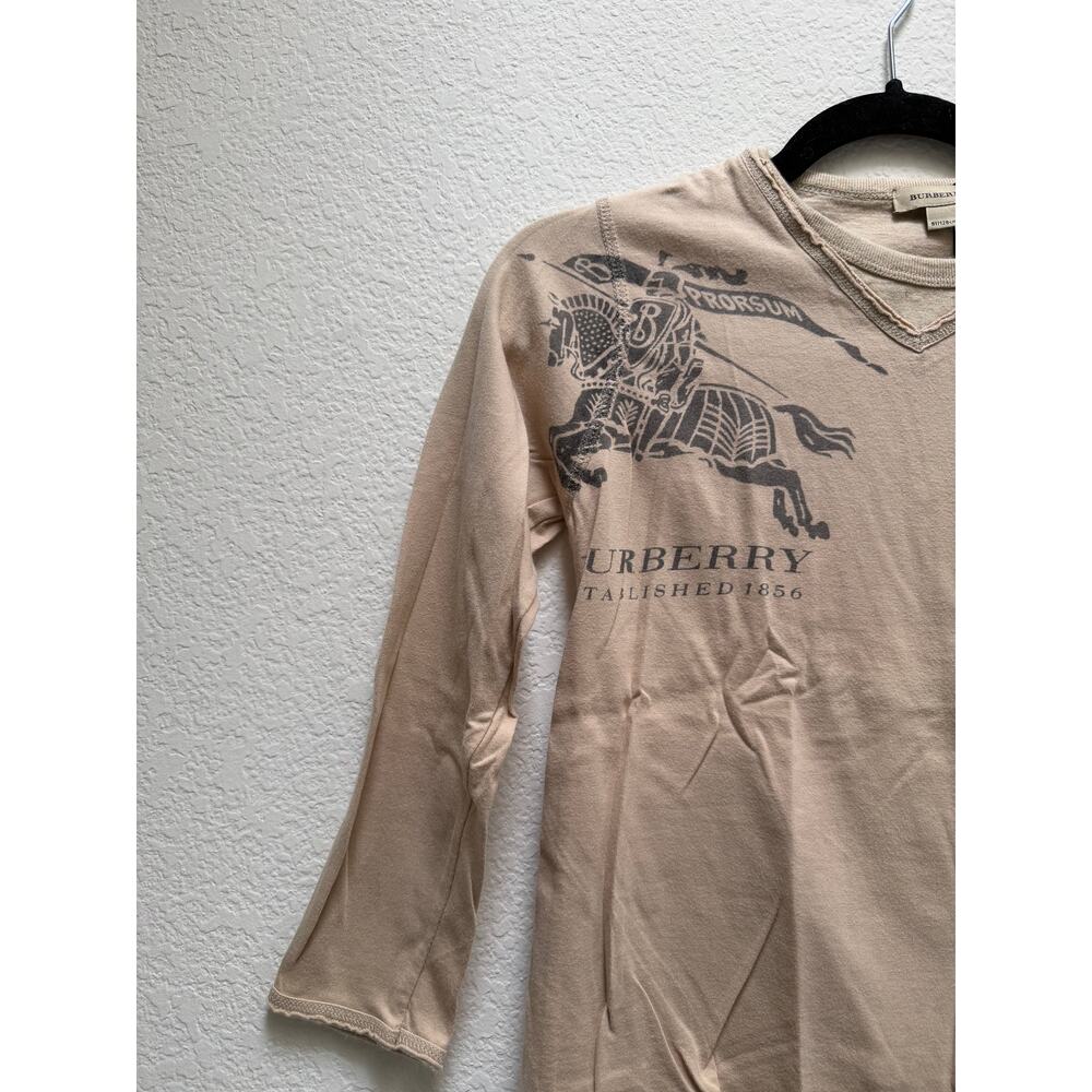 Burberry Kids Knight Logo Long Sleeve T-Shirt Boys Size 8Y Tan Luxury Old Money - Picture 10 of 16